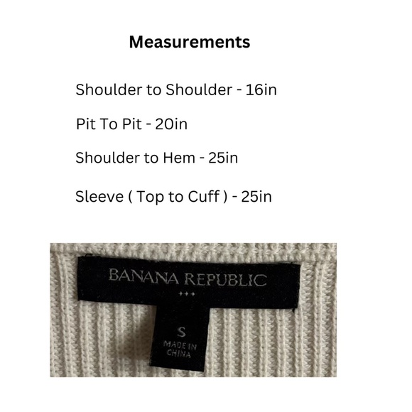 Banana Republic Sweater Sz: S Ivory / Casual Office Academia Waffle Mock-Neck - Picture 2 of 9